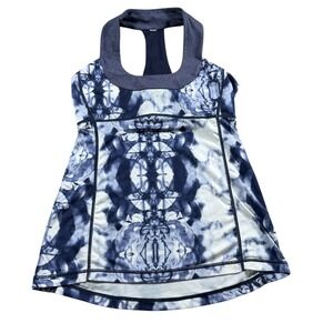 Lululemon inkblot blue scoop neck tank top 6 blue racerback athletic‎ abstract